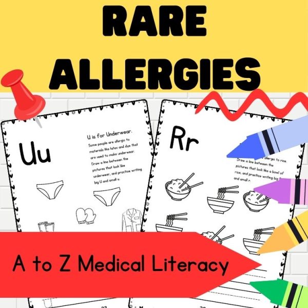 alt="Rare Allergies worksheets, A to Z Medical Literacy."