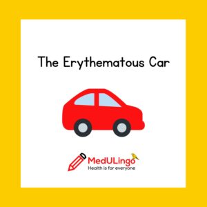 Book cover for "The Erythematous Car", features an illustration of a red car.