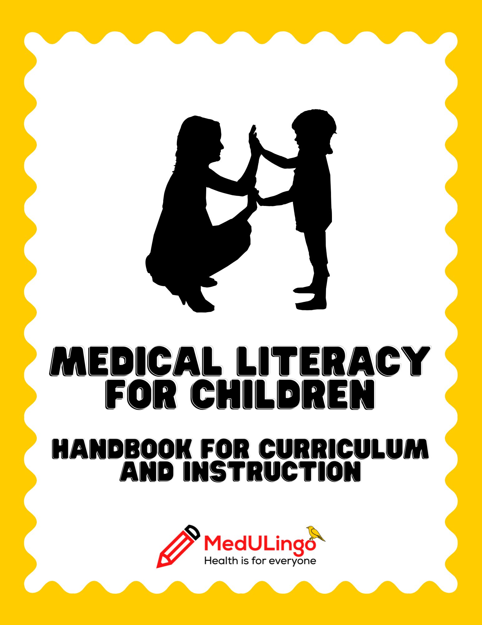 silhouette of a mother face-to-face with a child, the mother is at the same level as the child and holding the child's hands