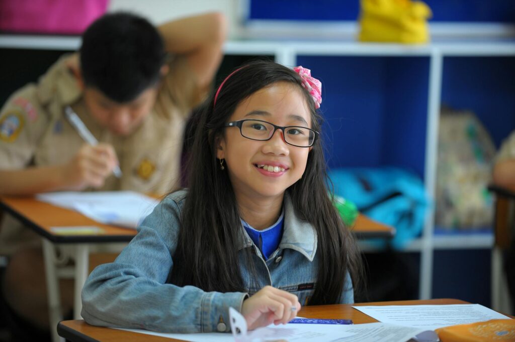 student girl wearing eyeglasses
